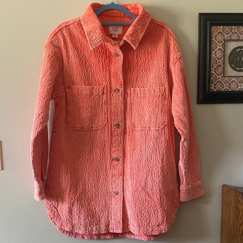 BDG Serena Orange Textured Button-Up Collared Shacket 🆕 - Picture 4 of 11